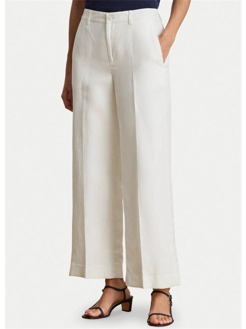 Pantaloni bianchi LAUREN RALPH LAUREN | SENDON-CROPPED-PLEATED.WHITE